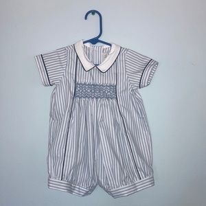 Baby boy smocked romper